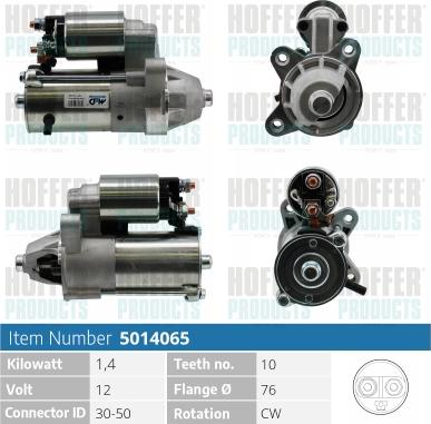 Hoffer H5014065 - Стартер autospares.lv