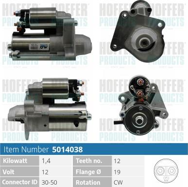 Hoffer H5014038 - Стартер autospares.lv