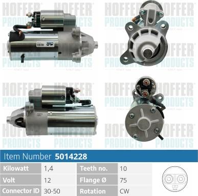 Hoffer H5014228 - Стартер autospares.lv