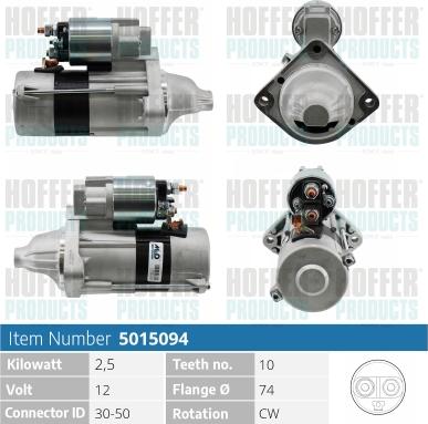 Hoffer H5015094 - Стартер autospares.lv