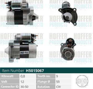 Hoffer H5015067 - Стартер autospares.lv