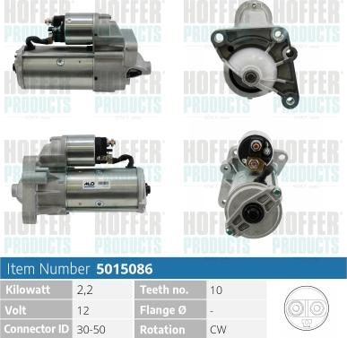 Hoffer H5015086 - Стартер autospares.lv