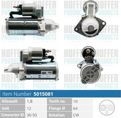 Hoffer H5015081 - Стартер autospares.lv