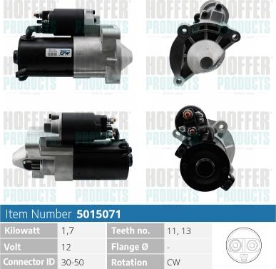 Hoffer H5015071 - Стартер autospares.lv