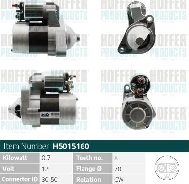 Hoffer H5015160 - Стартер autospares.lv