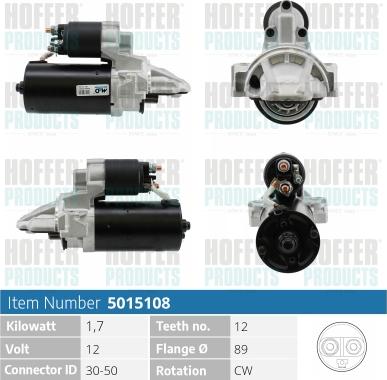 Hoffer H5015108 - Стартер autospares.lv