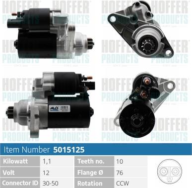 Hoffer H5015125 - Стартер autospares.lv