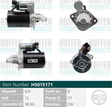 Hoffer H5015171 - Стартер autospares.lv