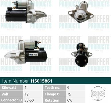 Hoffer H5015861 - Стартер autospares.lv