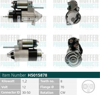 Hoffer H5015878 - Стартер autospares.lv