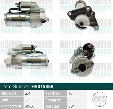 Hoffer H5015358 - Стартер autospares.lv