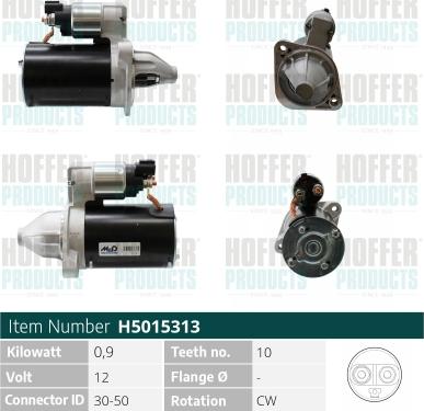 Hoffer H5015313 - Стартер autospares.lv