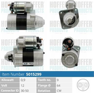 Hoffer H5015299 - Стартер autospares.lv