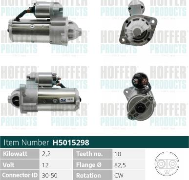 Hoffer H5015298 - Стартер autospares.lv