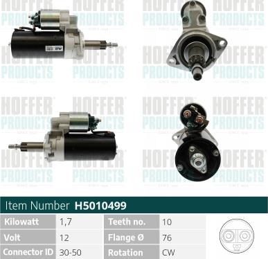 Hoffer H5010499 - Стартер autospares.lv