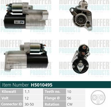 Hoffer H5010495 - Стартер autospares.lv