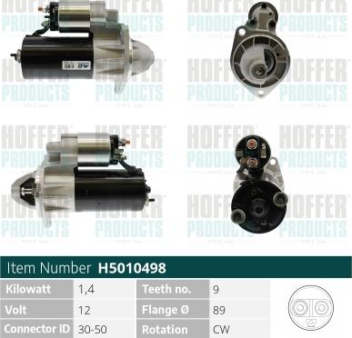 Hoffer H5010498 - Стартер autospares.lv