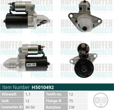 Hoffer H5010492 - Стартер autospares.lv