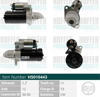 Hoffer H5010443 - Стартер autospares.lv