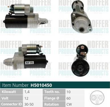 Hoffer H5010450 - Стартер autospares.lv