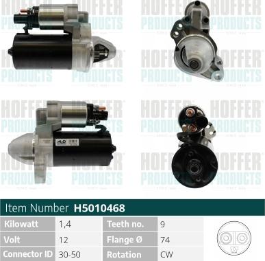 Hoffer H5010468 - Стартер autospares.lv