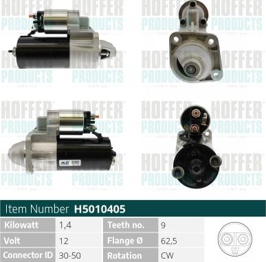 Hoffer H5010405 - Стартер autospares.lv