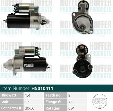 Hoffer H5010411 - Стартер autospares.lv