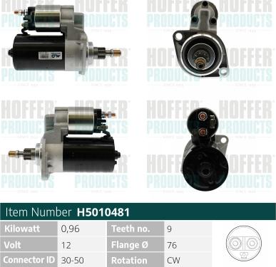 Hoffer H5010481 - Стартер autospares.lv