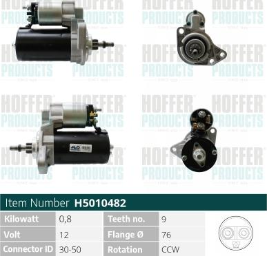 Hoffer H5010482 - Стартер autospares.lv