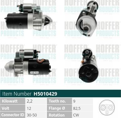 Hoffer H5010429 - Стартер autospares.lv