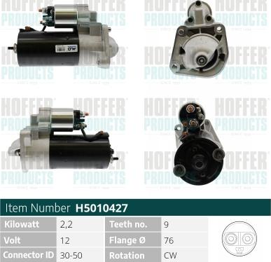 Hoffer H5010427 - Стартер autospares.lv