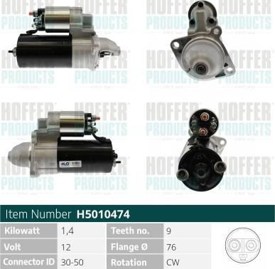 Hoffer H5010474 - Стартер autospares.lv