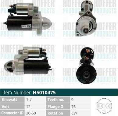 Hoffer H5010475 - Стартер autospares.lv