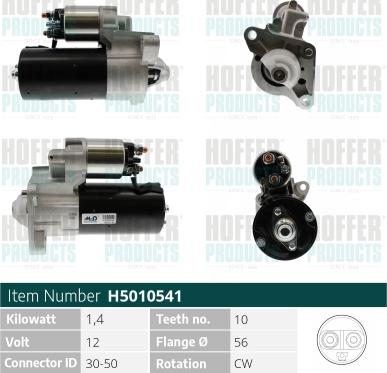 Hoffer H5010541 - Стартер autospares.lv