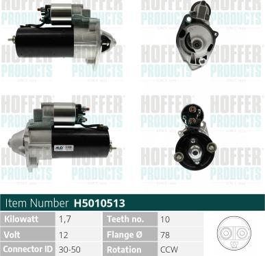 Hoffer H5010513 - Стартер autospares.lv