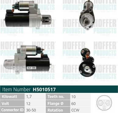 Hoffer H5010517 - Стартер autospares.lv