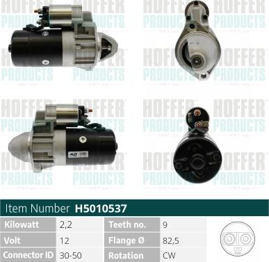 Hoffer H5010537 - Стартер autospares.lv