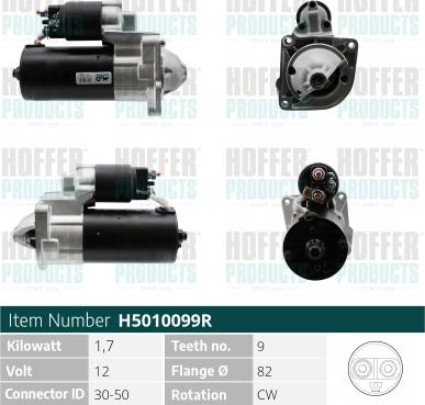 Hoffer H5010099R - Стартер autospares.lv