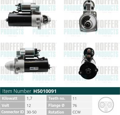 Hoffer H5010091 - Стартер autospares.lv