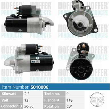 Hoffer H5010006 - Стартер autospares.lv