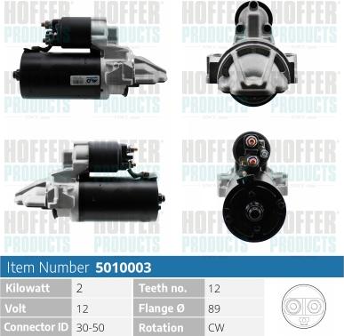 Hoffer H5010003 - Стартер autospares.lv