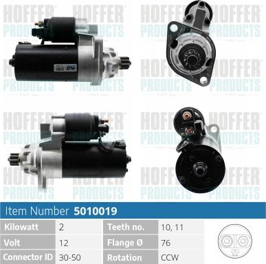 Hoffer H5010019 - Стартер autospares.lv