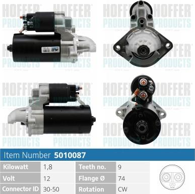 Hoffer H5010087 - Стартер autospares.lv