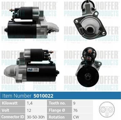 Hoffer H5010022 - Стартер autospares.lv