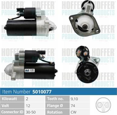 Hoffer H5010077 - Стартер autospares.lv