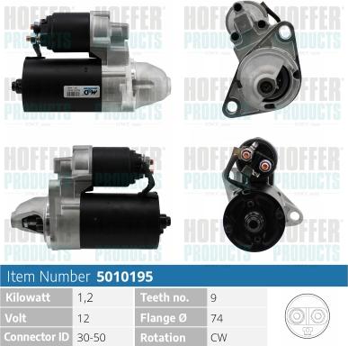 Hoffer H5010195 - Стартер autospares.lv