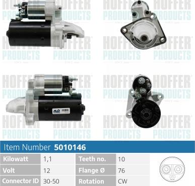 Hoffer H5010146 - Стартер autospares.lv