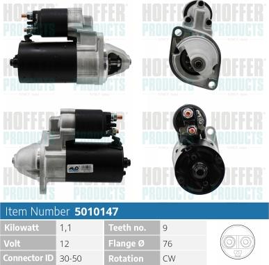 Hoffer H5010147 - Стартер autospares.lv