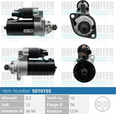 Hoffer H5010155 - Стартер autospares.lv