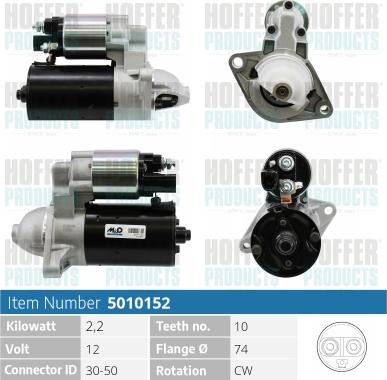 Hoffer H5010152 - Стартер autospares.lv